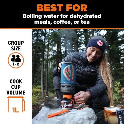 Miniatura 3 de Jetboil Estufa portátil de ebullición rápida para acampar y mochilero con encendido automático de 1 paso, quemador de propano/isobutano con taza