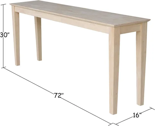 Miniatura 2 de International Concepts Shaker - Mesa consola extendida de 72 pulgadas, sin terminar