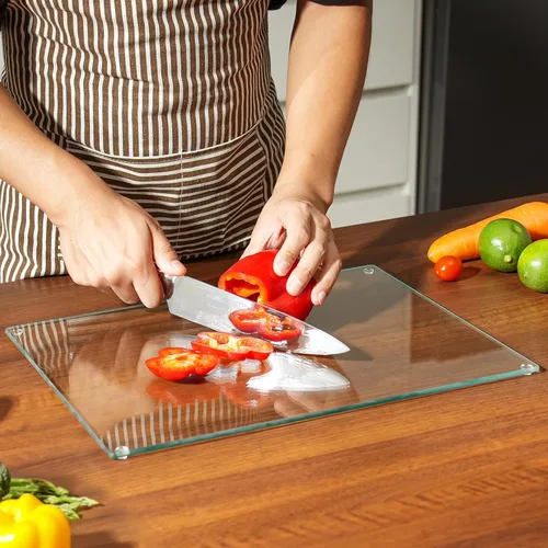 Miniatura 7 de Tabla de cortar de vidrio Kitchenville 16"x12": Protector de encimera de vidrio templado para cocina - Duradero - Resistente a los arañazos, a