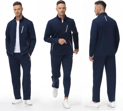 Miniatura 7 de MoFiz Chándal deportivo para hombre, sudadera deportiva cómoda, pantalones deportivos casuales, chaqueta con cremallera completa, 2 piezas