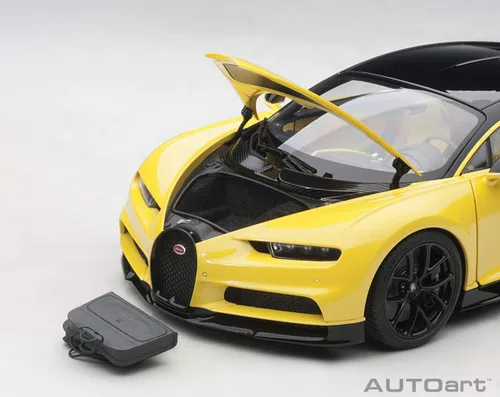 Miniatura 4 de Autoart Bugatti Chiron Jaune Molsheim Amarillo y Nocturne Negro Modelo 1/18