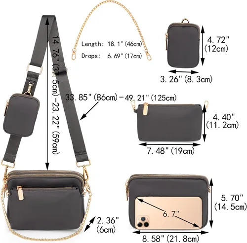 Miniatura 7 de UTO Small Crossbody Bags for Women 3 in 1 Trendy Belt Purse Fashion Designer Mini Cute Sling Fanny Chest Pack