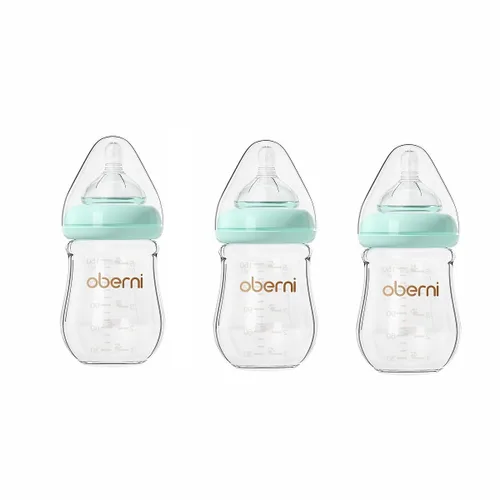 Miniatura 10 de Oberni Biberones de Vidrio para Bebé, Biberón Anticólico de Lactancia Materna con Tetina de Respuesta Natural Talla S, Biberón de Cuello Ancho y Rosa