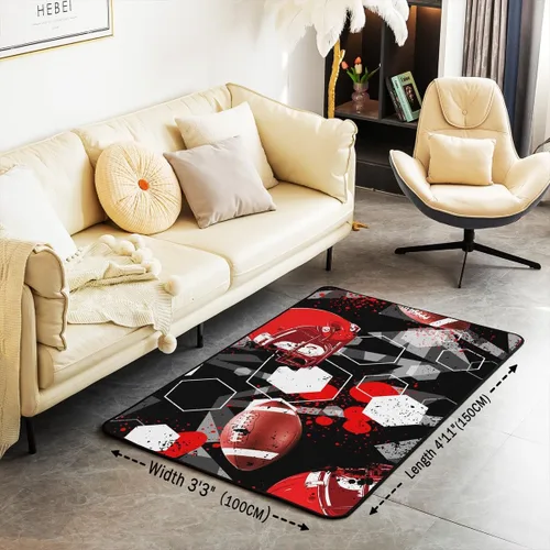 Miniatura 3 de jejeloiu Alfombra de fútbol de 3 x 5 pies, geométrica, para sala de estar, diseño de panal de abeja, alfombra decorativa para fútbol