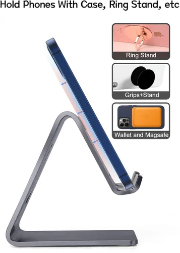 Miniatura 4 de Aoviho Soporte para teléfono celular de escritorio - Soporte para teléfono móvil de aluminio compatible con iPhone 15 14 13 12 pro 11 X Xs max 8 7 6