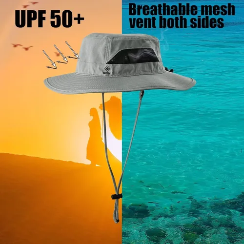 Miniatura 2 de Sombrero de pesca para hombre, sombrero de sol de ala ancha, protección UV SPF XL, XXL, tamaño grande, cabeza grande, senderismo, playa, safari