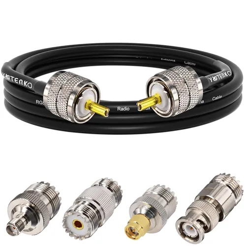 Miniatura 13 de Cable de puente PL259 de 1 pie - Cable coaxial RG58 de 15 pulgadas corto 50 ohmios coaxial para medidor SWR radio de radioaficionado radio CB