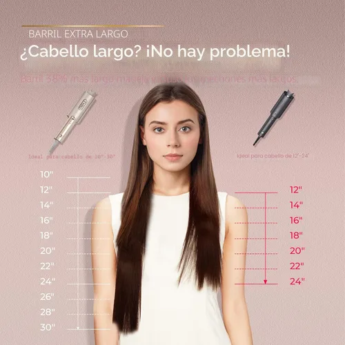 Miniatura 3 de Rizador Automático Rotativo Mejorado - TYMO CurlPro Plus Varilla de Rizado de Barril Largo para Cabello Largo, Rizador de Pelo Cerámico para Dorado