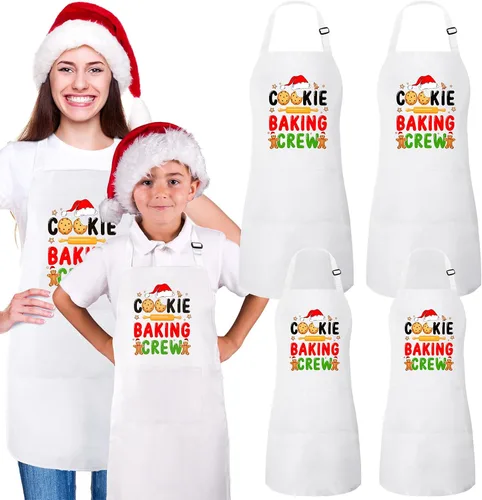 Miniatura 8 de Suhine Paquete de 4 Delantales de Navidad para Adultos Verde Delantales de Cocina de Navidad para Cocinar Hornear Galletas Equipo Delantales a Juego