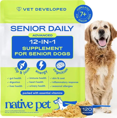 Miniatura 15 de Native Pet Vitaminas y Suplementos para Perros - Polvo de Vitaminas 11-en-1 para Complemento de Comida de Perro - Colágeno, Glucosamina