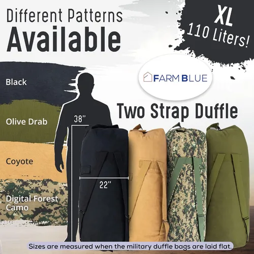 Miniatura 6 de Farm Blue Bolsa de viaje militar de 2 correas, Negro -, Camping militar