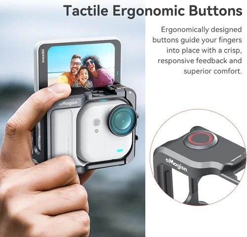 Miniatura 4 de Jaula de Marco de Aluminio con Funda de Silicona para Lente para Insta360 GO Ultra, Carcasa Protectora Metálica Duradera con Montura de Zapato Frío