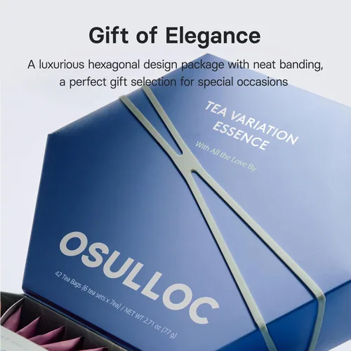Miniatura 4 de OSULLOC Esencia de variación de té (42 unidades, 6 tipos x 7 ea), guía de regalos de Navidad, juego de regalo de té premium, tarjeta especial