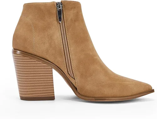 Miniatura 4 de Botines de punta puntiaguda para mujer, tacón grueso, apilado, con cremallera lateral, botines de otoño