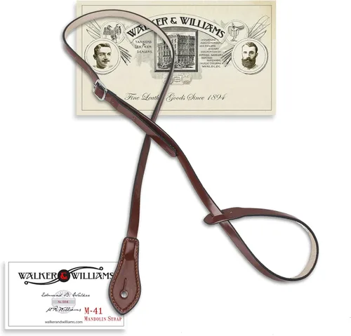 Walker & Williams M-41 Correa de cuero marrón castaño para mandolina tipo A o F