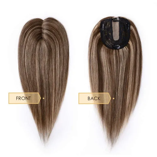 Miniatura 2 de MY-LADY Extensiones de cabello humano para mujeres, cabello natural 10 * 12CM, base de seda con encaje, densidad 130%, pasadores Remy, 6 pulgadas