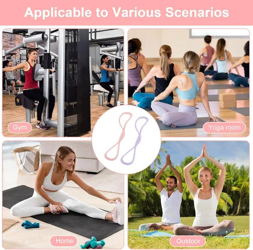 Miniatura 7 de 8 Bandas de Resistencia para Mujeres, 2 Piezas Bandas de Ejercicio Bandas de Resistencia con Asas, Bandas de Ejercicio Portátiles con Forma de 8