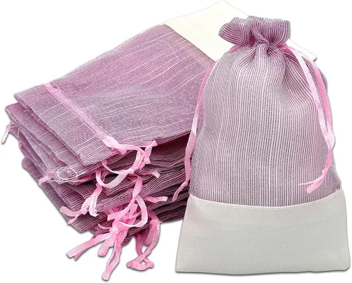 Miniatura 10 de TheDisplayGuys For Your Modern Living Paquete de 24 bolsas de regalo de lino y organza negra con cordones (XS 3 x 4), recuerdos de fiesta, muestras