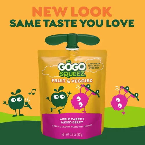 Miniatura 5 de GoGo squeeZ Fruit & veggieZ Paquete variado de puré de manzana y verduras, Pedal Peach y Boulder Berry, 3.2 onzas (paquete de 20), aperitivos sin