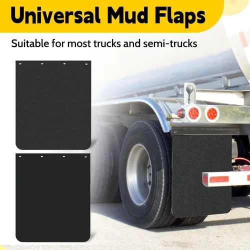 Miniatura 5 de 2 aletas de fango de polímero resistente de 24 x 30 pulgadas, color negro, protector universal contra salpicaduras para semirremolques, tractores