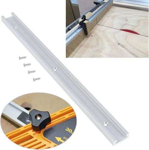Miniatura 7 de Pistas en T de 15.748 in, pista de ranura en T de carpintería de aleación de aluminio con tornillos autorroscantes Carril de canal para carpintería