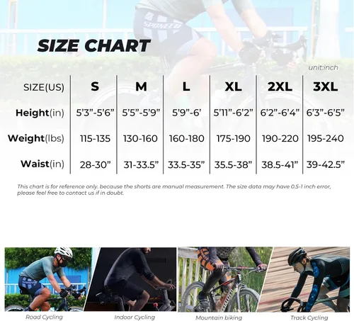 Miniatura 8 de sponeed Pantalones cortos de ciclismo para hombre, pantalones acolchados para ciclismo, ropa de ciclismo