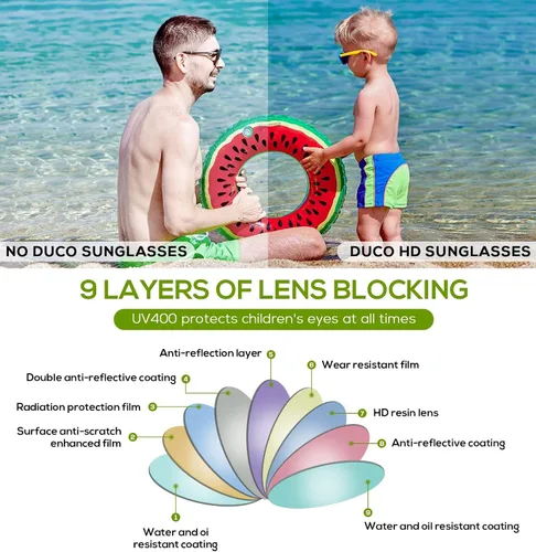 Miniatura 5 de Duco Kids - Anteojos de sol polarizados deportivos y de goma, con montura flexible, para niños