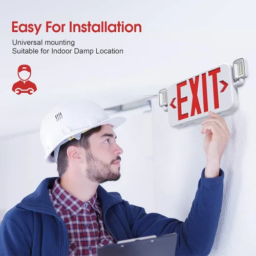 Miniatura 7 de Combo de luz LED de salida de emergencia con dos luces principales ajustables y batería de respaldo, iluminación de salida de emergencia comercial