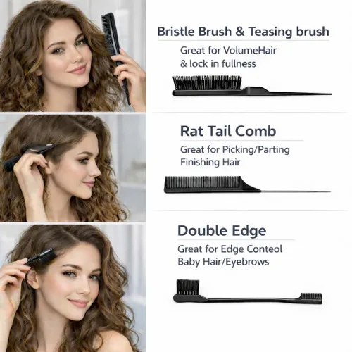 Miniatura 3 de Cepillo desenredante para cabello rizado, cepillo ligero para cabello rizado con diseño ventilado para un fácil deslizamiento, desenreda sin Negro