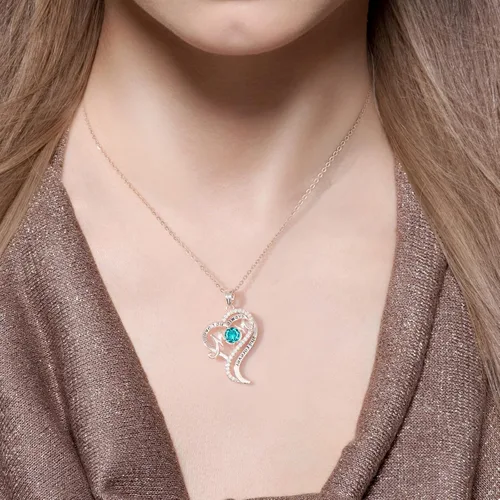 Miniatura 2 de DFUNH Regalos para el día de la madre para mamá y mujer, collar con dije de corazón con dije de corazón con piedra natal con relleno de oro rosa