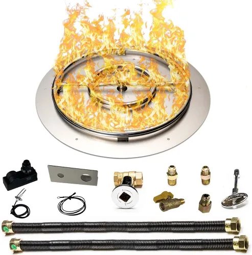 Miniatura 33 de Kit de quemador de acero inoxidable y anillo Pro con encendido por chispa para fogatas de gas natural, sartén de 36 pulgadas, anillo de quemador