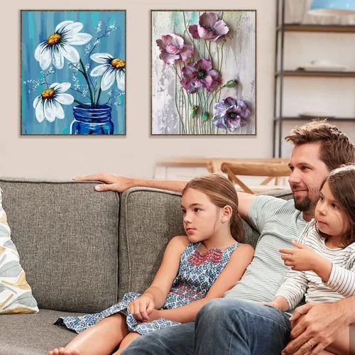 Miniatura 3 de VIGEGU Paquete de 4 pinturas por números para adultos, lienzo enmarcado, con caballete de madera, pintura por números para niños de 8 a 12 años