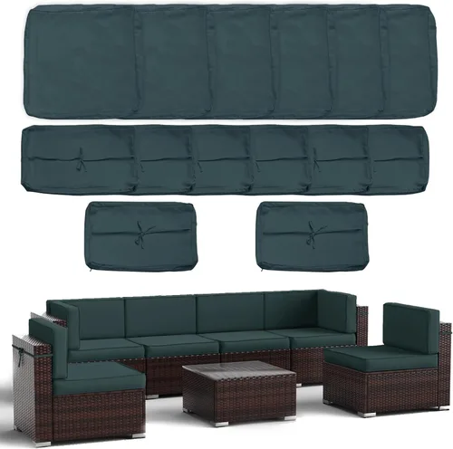 Miniatura 12 de 14 fundas de cojín de patio para juegos de asientos seccionales de muebles de exterior de 7 piezas, resistentes al agua, más 2 almohadas decorativas