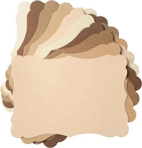 Miniatura 14 de Paquete de 50 tarjetas de kraft en blanco de cartulina gruesa marrón, tarjetas de felicitación para manualidades, tarjetas de regalo, menús, baby