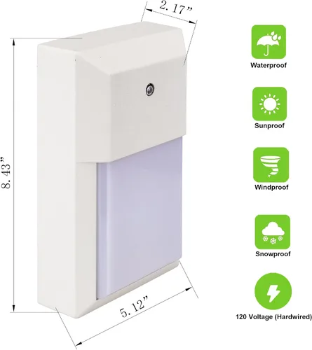 Miniatura 3 de LIT-PaTH Farol de pared LED para exteriores, aplique de pared del atardecer al amanecer para iluminación de porche de 3000 K, 12 W, 1000 lúmenes