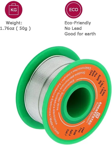 Miniatura 2 de Alambre de soldadura sin plomo Flujo de núcleo de colofonia 0.039 in Electrónica Diámetro de soldadura 0.04in Sin plomo 1.76oz 1.76 oz Sn99 Ag0.3