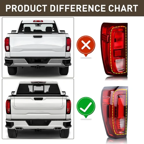 Miniatura 2 de Conjunto de Lámpara Trasera Tipo LED Compatible con GMC Sierra 1500/2500 HD/3500 HD 2019-2023 (solo con modelos de Luz Trasera LED de Fábrica) Lado