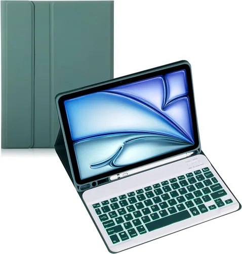 Miniatura 14 de Funda de teclado para tableta Samsung Galaxy Tab A8 X200/X205 de 10.5 pulgadas, cubierta protectora de teclado con soporte multiángulo, borde de Azul
