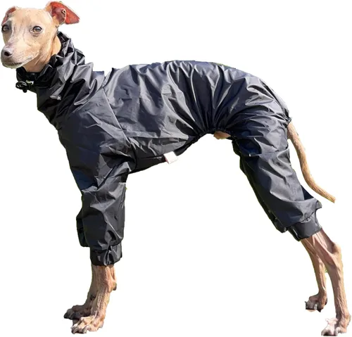 Miniatura 57 de D Doggy Star - Suéter de galgo italiano de cuello de tortuga, conjunto de mono de vellón cálido, ropa de Whippet para perro (XL, azul marino Pkt)