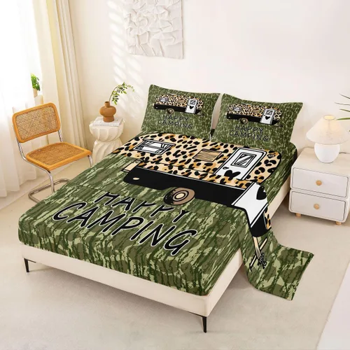 Miniatura 23 de Erosebridal American Flag Bed Sheets Twin Army Green Camo Deep Pocket Fitted Sheet for Kids Boys Girls Bear Claw Hunting Theme Bedding Set Camoflage