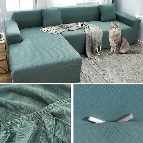 Miniatura 4 de Konsilsa Funda de sofá modular de alta elasticidad, fundas de sofá lavables de jacquard suave con parte inferior elástica, protector de muebles