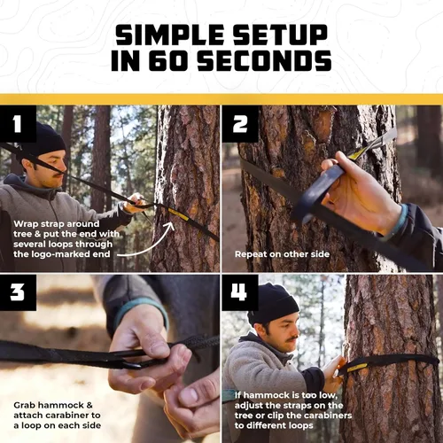 Miniatura 4 de Wise Owl Outfitters Hamaca de camping – Hamaca portátil de 500 libras con correas de árbol – viajes, mochileros, senderismo, equipo de campamento al