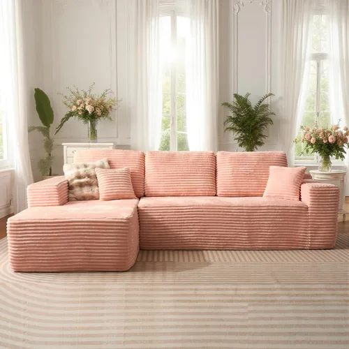 Miniatura 43 de 106" Cloud Boneless Couch with Chaise, L-Shape Deep Seat Sectional Couches, No Assembly Required, Convertible Modular Sleeper Sofa Bed, Living Room