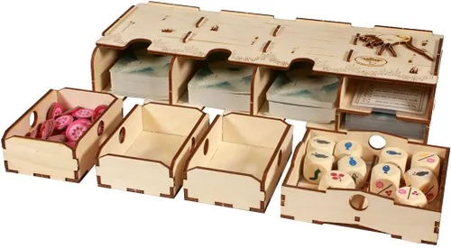 The Broken Token Organizador de juegos compatible con Wingspan Oceania Expansion - Caja organizadora de juegos de madera con múltiples bandejas