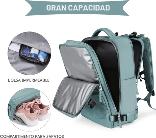 Miniatura 5 de coowoz Mochila de viaje grande para mujeres y hombres, mochila de mano aprobada por vuelo, mochila de senderismo impermeable para deportes al aire