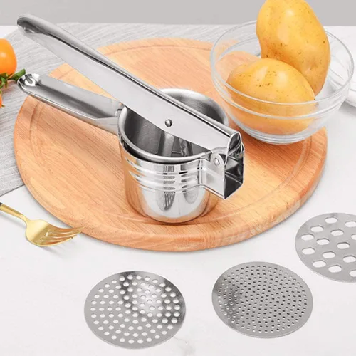 Miniatura 4 de Triturador de patatas de acero inoxidable, gran capacidad, 15 onzas, herramienta de cocina para papas, frutas, verduras y alimentos para bebés
