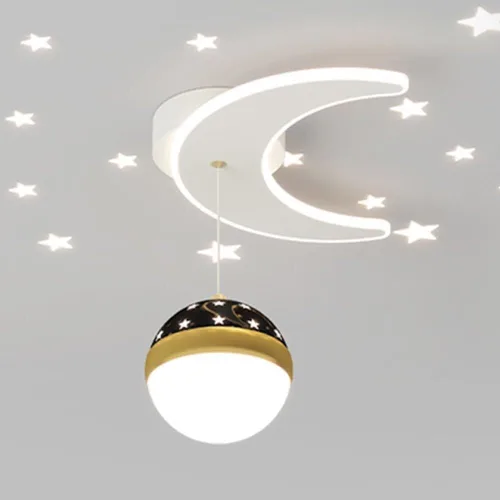 Lámpara colgante de atenuación de tres colores, accesorios de iluminación minimalistas modernos con proyección de estrellas, lámpara colgante blanca
