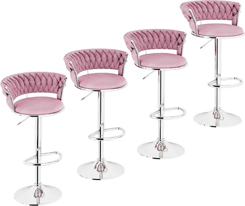 Miniatura 15 de AWQM Juego de 2 taburetes de bar de terciopelo, taburetes de cocina giratorios de altura ajustable con respaldo bajo para comedor, barra