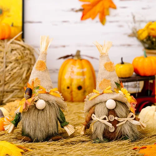 Miniatura 13 de Gnomos de otoño de Acción de Gracias con cosecha de enanos de elfo sueco, decoraciones de otoño para el hogar, mesa de baño, interiores, decoración
