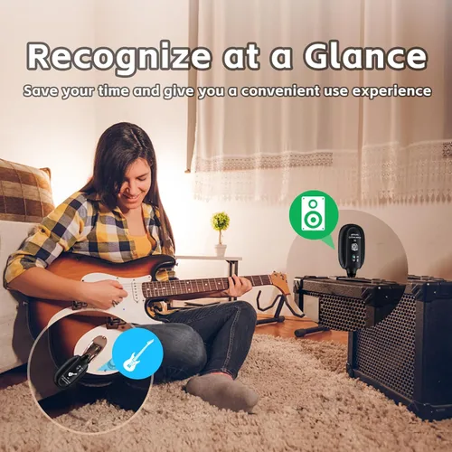 Miniatura 4 de Sistema de guitarra inalámbrico A8 UHF, 2 modos, batería recargable de litio, rango de 100 pies, Plug & Play para guitarra, bajo, violín, teclado